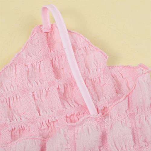 Regata feminina de verão de cor sólida de algodão xadrez com bolhas, camiseta íntima para adolescent