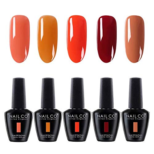 NAILCO 15ml Soak Off UV Led Nail Gel Polish Nail Art Salon Manicure Lacquer Varnish Set NC504 of 5 Colors