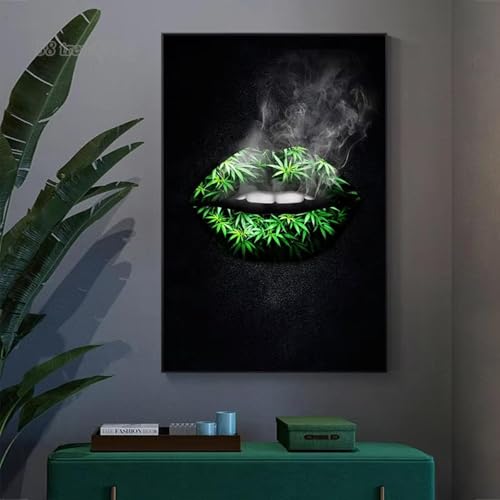Toile florale cannabis pour un salon contemporain et audacieux