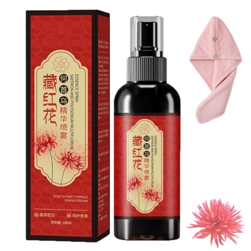 Saffron Hair Blackening Spray, Black Hair Spray, Saffron Hair Spray, Natural Plant Saffrons and Polygonum Multiflorum Essence Spray, Improve Dryness and Frizz, For All Hair Types