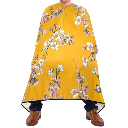 Capa de Corte de Pelo Profesional Impermeable con Diseño Floral Naranja