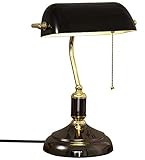 Bankers Lamp,Vintage Table Lamp Traditional Pull Chain Switch Retro Brass Finish Gold Desk Lamp for...