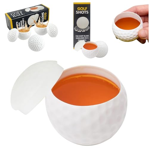 Vasos de chupito con forma de pelota de golf, vasos de fiesta de pelota de golf de 1.5 onzas, vaso de chupito de plástico con tapa, vaso de chupito novedoso de 50 ml, regalo creativo para entusiastas