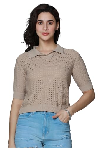 Image of HIGH STAR Women's Cotton Solid Regular Fit T-Shirt