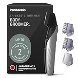 Panasonic Body Hair Trimmer for Men, Cordless Waterproof Design, V-Shaped Trimmer Head with 3 Comb Attachments for Gentle, Full Body Grooming, ER-GK60-S (Silver)