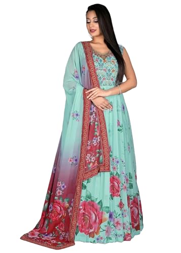 Lehenga georgette 12440 imprimé coloré aux reflets vibrants