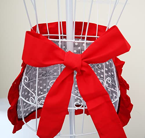 Lovely Waist Apron Retro Polka Dot Apron 50’S Vintage Cooking Kitchen Apron With Pockets For Women (Red), One-Size #TOP7