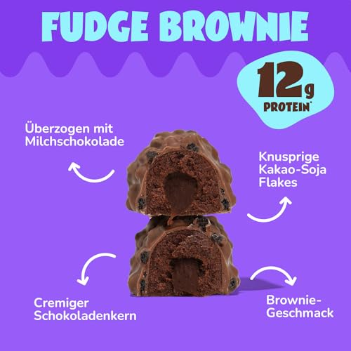 ahead Protein Riegel | Fudge Brownie | 14x 45g Extra softer Protein Riegel mit cremigem Kern | Low Carb Eiweißriegel ohne Zuckerzusatz & ohne Palmöl 2