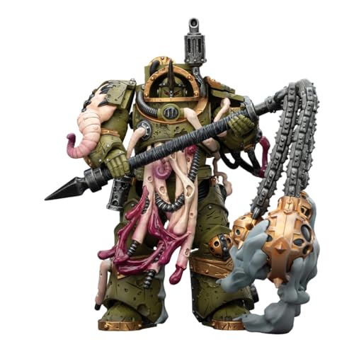 Image of JOYTOY Death Guard Blightlord Terminator 2 Warhammer 40K 1 /18 Action Figures Death Guard Blightlord Terminator 2 with Flail of Corruption Collectible Model 5.5Inch Birthday Gift 5.51 inch JT02878