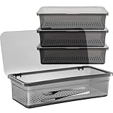 SUNSHNO 4PCS Flatware Tray with Lid and Drainer, Tableware Utensil and Cutlery Drawer Organizer with Lid Covered Silverware Tray to Keeps Your Cutlery Organized and Protected
