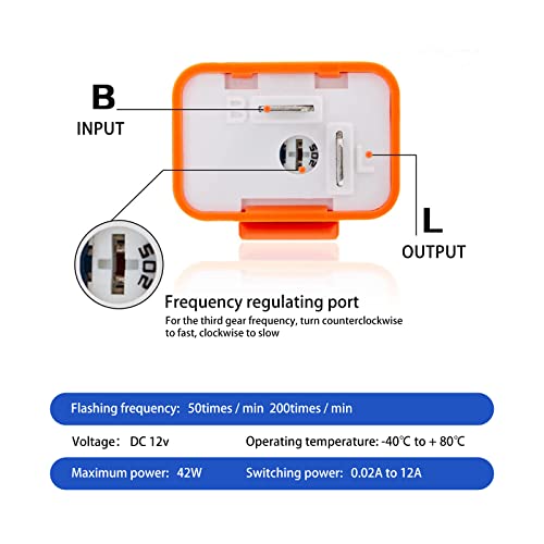 Dewkou Pack-4 Led Flasher Relay, 12V Speed Adjustable Relay, 2 Pin Waterproof Automotive Flashers Replacement For Most Cars Motorcycles (Orange) #TOP2