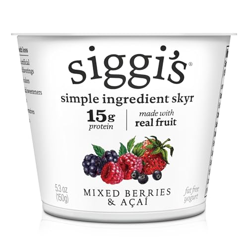siggi's® Icelandic Strained Nonfat Yogurt, Acai Mixed Berry, 5.3 oz. Single Serve Cup – Thick, Protein-Rich Yogurt