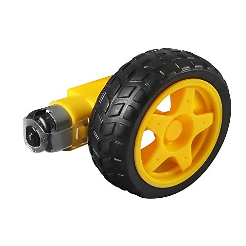 2Pcs Dc Electric Motor 3-6V Dual Shaft Geared Tt Magnetic Gearbox Engine With 2Pcs Plastic Car Tire Wheel, Mini Φ67Mm Smart Rc Car Robot Tyres Model Gear Parts #TOP4