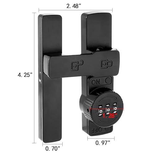 Image of INIRET 2 Packs Black 180 Degree Barn Door Lock,Mechanical Password Lock,Flip Latch with Combination,3 Digit Password Keyless,Protect Privacy,for Cabinets,Windows,Garden,Bathroom,and Sliding Door