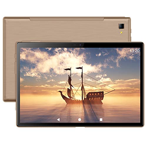 Tablet 10 Pulgadas, 5G Wi-Fi, 4G LTE Dual SIM, Android 10.0 YESTEL T5 Tablet PC, Procesador Octa-Core 1.6 GHz, HD Display, Face ID, 3 GB de RAM, 64 GB Ampliables hasta 128 GB, Color Dorado