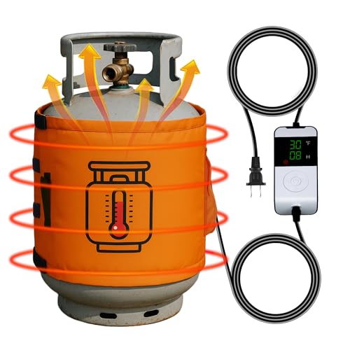Propane Tank Heater Blanket with Thermostat & Timer, Adjustable 41-122°F Propane Tank Warmer Blanket for 5-40LB Gas LP Cylinders, Waterproof Propane Tank Heating Blanket for Outdoor Camping & Grilling