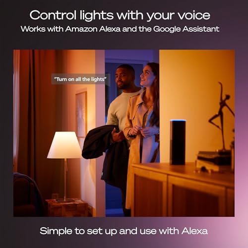 Philips Hue Starter Kit: Bridge Pro + 3 A19 E26 Smart Bulbs + Tap Dial Switch,White&Color Ambiance, Smart Light Hub,Works with Apple Home,Alexa,Google,Samsung SmartThings