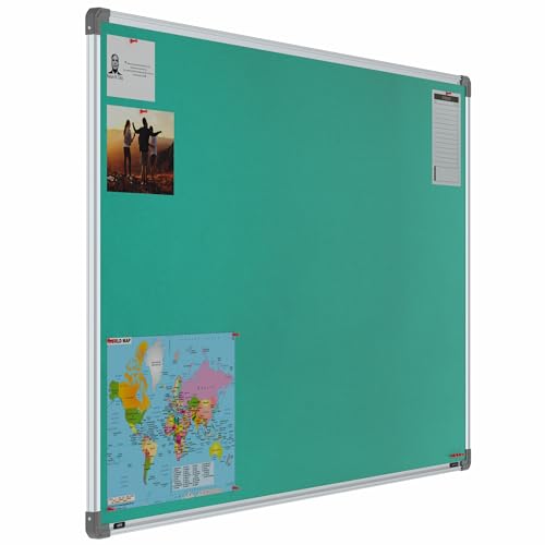 Image of Scholar Art Metis 3x5 Feet Fabric Pin Board for Home, Office & School | Vibrant & Versatile Crape Cloth + High Density Soft Board for Pinning Photos, Sticky Notes & Reminders (Emerald Green)