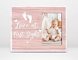 Orchroma Baby Picture Frame,Baptism Gifts for Girls, Baby Shower Gifts for New Mom,Love at First Sight Frames,Babys First Year Photo Frame,4x6 Photo (Pink)