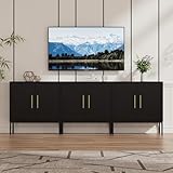 JOZZBY Set of 3 Storage Cabinet, Freestanding Sideboard with Double Doors, Modern Wooden Sideboard, Black Side Cabinets for Bedroom, Living Room, Kitchen, Office and Hallway 3 PC
