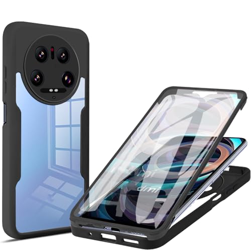 Ephoou 360°All-Inclusive Case for Xiaomi 14 Ultra, [Built in Screen Protector] Dual Layer Full Body Shockproof Dustproof Clear Phone Case for Xiaomi 14 Ultra QB-Black