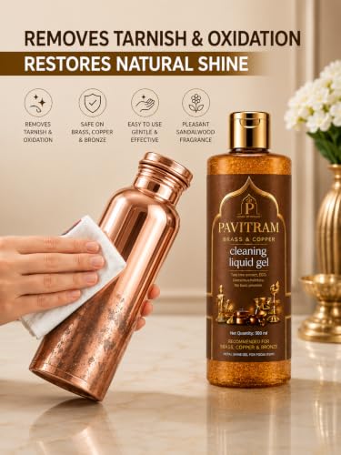 Image of Brass & Copper Cleaner Liquid Gel 500ml | Tarnish Remover & Metal Polish | Restores Shine | For Pooja Items, Idols, Utensils, Kalash & Decorative Articles
