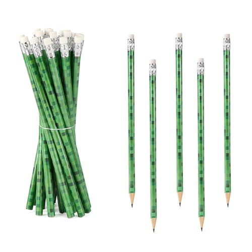 20pcs Pixel Pencils Pixel Theme Party Supplies Wooden Pencils with Eraser Classroom Stationery Prizes Birthday Party Favors Supplies for Kids Boys School Office