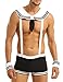 Alvivi Sexy-Homme Sissy-String de Sailor Boxer Sexy Cosplay Marine Uniforme Costume Tenues Lingerie Érotique Vêtement de Nuit Clubwear Jeu de Rôle M-XL Noir&Blanc XL