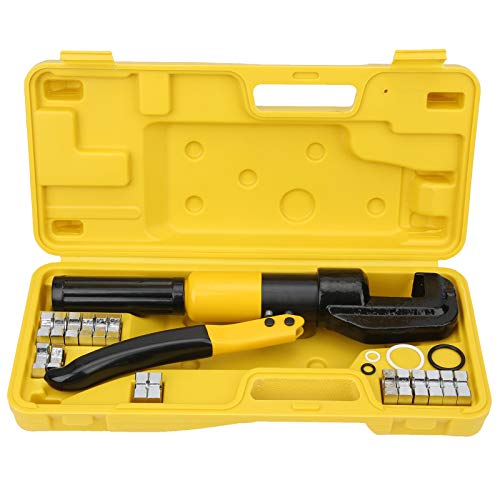 Hydraulic Pliers 6 Ton Integral Portable Pressure Crimping Tool with 16pcs Molds YQK70 for Electricians Engineers DIY Enthusiasts Steel Construction