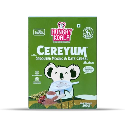 Image of HUNGRY KOALA Sprouted Moong & Dates Cereal Made For Kids To Grow Healthy Made With Natural Ingredients No Preservative Or Additives Or Maida 200 Grams Pack (200 Grams)