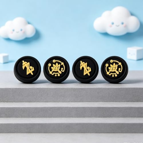 Image of PERFECTSIGHT Cute Thumb Grip Caps for Switch 2, PS5 PS4 Xbox Series X /S Xbox One Switch PRO Controller Steam Deck, 4PCS Soft Rubber 3D Thumbsticks Button Joystick Cover, Black Z Eyes