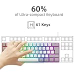 Snpurdiri 60% Wired Gaming Keyboard, 61 Keys RGB Backlit Small Gaming Keyboard for PC/Mac Gamer, Typist, Travel, Easy to Carry on Business Trip(Grey-White) - Image 3