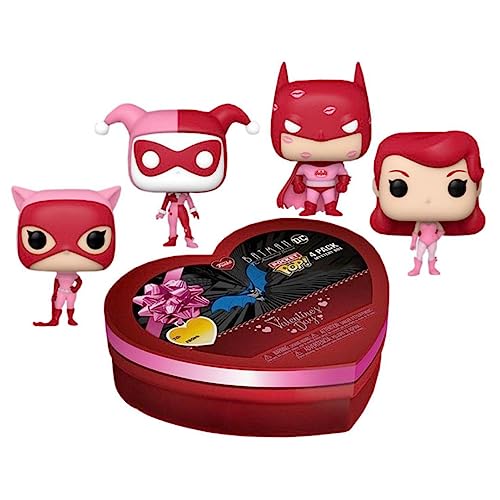 Funko Pocket Pop! DC Valentine Box 4 Pieces - Batman - (WMT) - DC Comics - Llavero - Minifigura de Vinilo Coleccionable Llavero Original - Relleno de Calcetines - Idea de Regalo - Minifigura