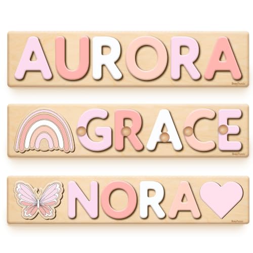 Personalized Name Puzzle Montessori Toys Nursery Decor Customized Puzzle Educational Toy for a 1 Year Old Gifts Kids Name Sign for Nursery Easter Present for Baby