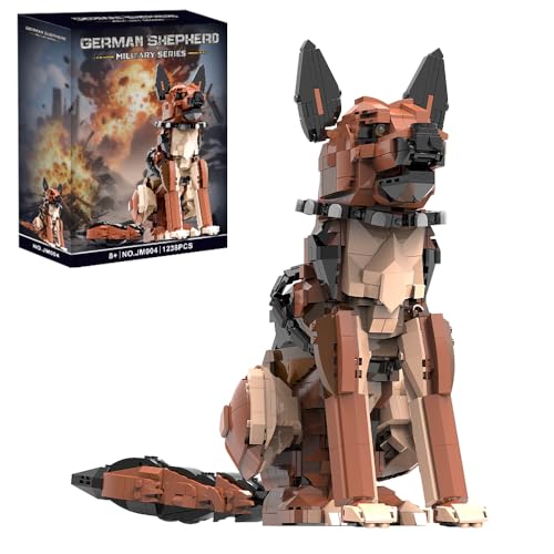 Kit di costruzione di cani da pastore tedesco, orecchie mobili, coda, gambe, cani, blocchi di costruzione per adulti e bambini, ragazzi e ragazze, 1235 pezzi, giocattolo da costruzione, regalo creativo per gli amanti dei cani e degli animali