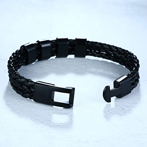 Personalized Name Bracelets For Men Boys - Custom 4 Names Black Small Geometric Square Beads Bracelet For Birthday Father Day Anniversary Brother Son Bff Groomsmen Gifts For Him Jewelry #TOP5