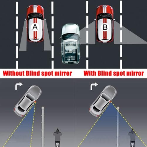 Suction Cup Blind Spot Mirror, Ampper HD Glass Frameless Removable Convex Wide Angle Rear View Mirror (Rectangular, Pack of 2)