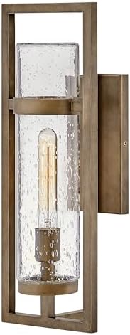 Hinkley Cordillera Single Light Wall Mount Outdoor Lantern, Aluminum, Clear Seedy Glass, Craftsman, Open Frame Design, Burnished Bronze Finish