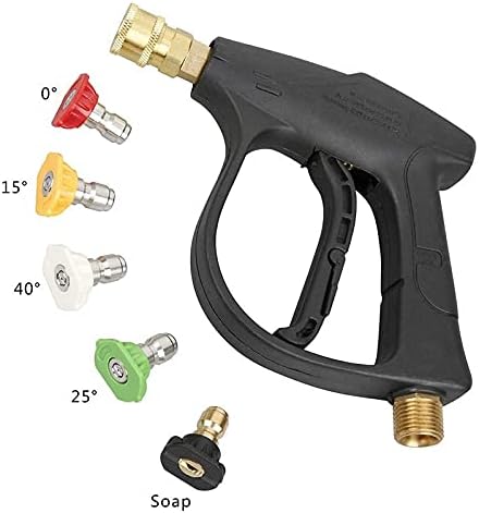 High Pressure Washer Gun Handle with 5 Water Nozzle Tip,Water Wash Cleaner for Car Cleaning Kit(M22 Hose Connector 3.0 TIP) Power Wand 4350 PSI