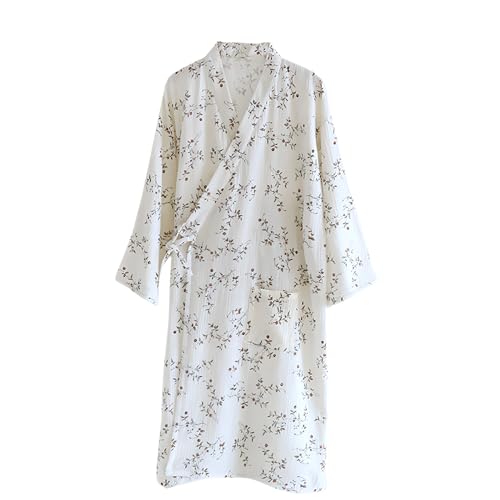 ECHERY Women's Summer Cotton Kimono Robes Floral Pajamas Khan Steamed Bathrobe Yukata