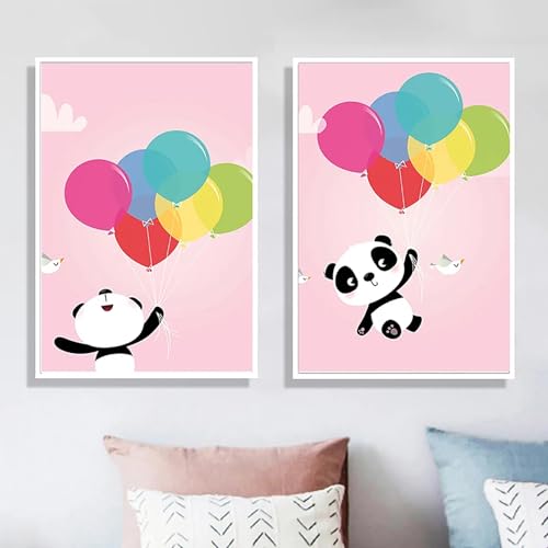 Affiches panda rose pour mur blanc Solution déco chambre enfant triptyque toile