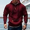 Volemo Mens Hoodies Quarter Zip Hoodie Colour Contrast Hooded Sweatshirt Long Sleeve Hoody Tops with Pocket Red XXL #1