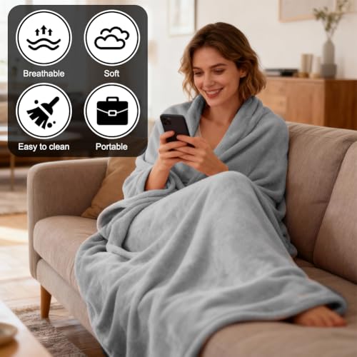 2 in 1 Reisedecke & Reisekissen mit Reißverschluss, Multifunktionales Kissen, Weiche & Warme Flugzeugdecke Kuscheldecke Kopfkissenbezug Kompakte Decke für Flugzeug, Auto, Büro,127x152cm