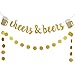 Gold Glittery Cheers & Beers Banner and Gold Glittery Circle Dots Garland (25Pcs Circle Dots),Bachelorette Baby Shower Graduation Wedding Hawaii Birthday Party Decoration Supplies