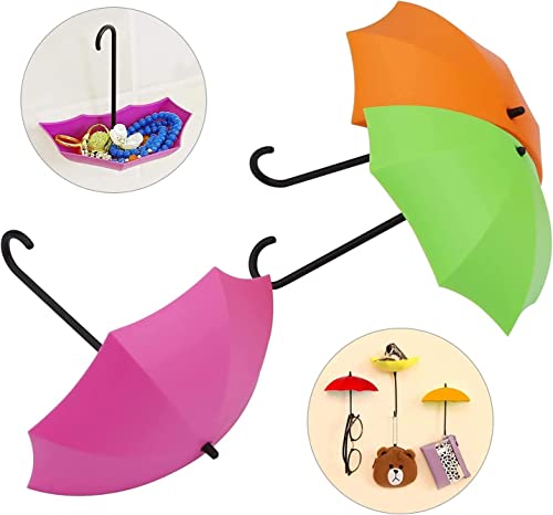 Image of MAPPERZ Plastic Umbrella Key Hat Holder Hooks | Wall Mounted Hanging Organizer for Keys, Caps, Accessories | Multipurpose Decorative Hanging Hook for Hallway, Bedroom, Office (Multicolour, Set of 03)