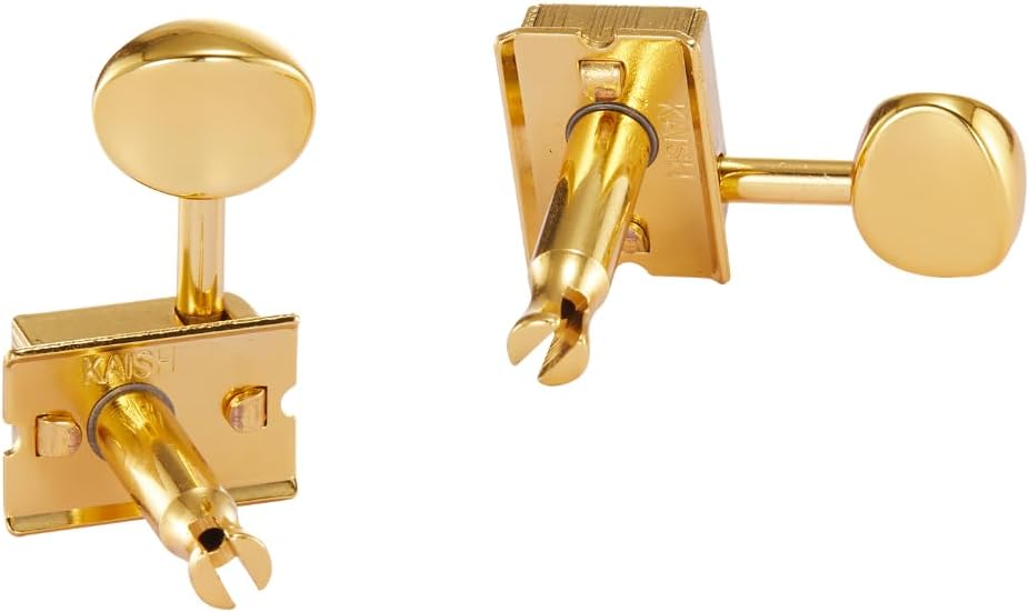Premium Vintage Guitar Tuners Tuning Machines Peg Guitar Tuning Keys with Split Shaft for Strat/Tele/Jaguar Metal Oval Key Righty Gold