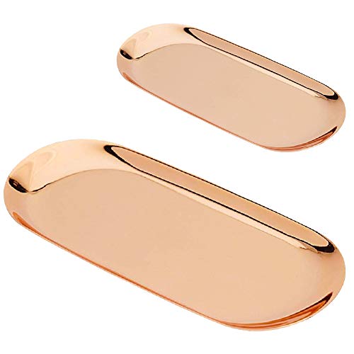 Preisvergleich Produktbild LA BELLEFÉE Metall Edelstahl SchmuckaufbewahrungTablett Jewelry Schale für Dekoration Gerüste Bilder Edelstahl Galvanotechnik Metall Tray 2 Stück