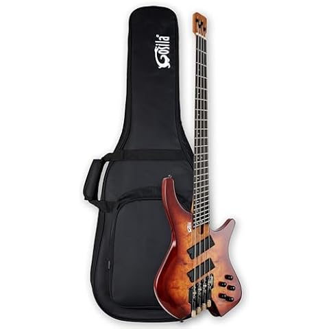 Gosila 4 String Headless Electric Bass Guitar poplar body Carbon Fibre Maple neck fanned fret Cover