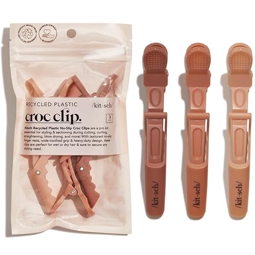 Kitsch Crocodile Hair Claw Clips - Professional Hair Accessories for Sectioning, Cutting, Coloring, Blow Drying | Salon Quality Alligator Clips | No Slip, Ergonomic | Ideal Gifts for Women - 3pc Blush