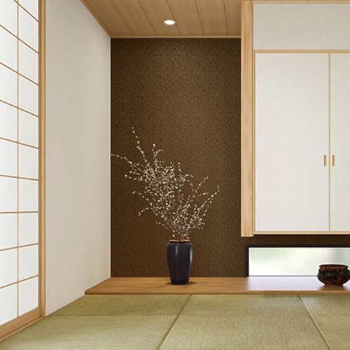 壁紙屋本舗 壁紙 生のり付き クロス 和風 茶色 ブラウン 織物調 網代 天井 サンゲツ RE55718 幅92.5cm×10m 替刃付き 【受注生産品・キャンセル不可】